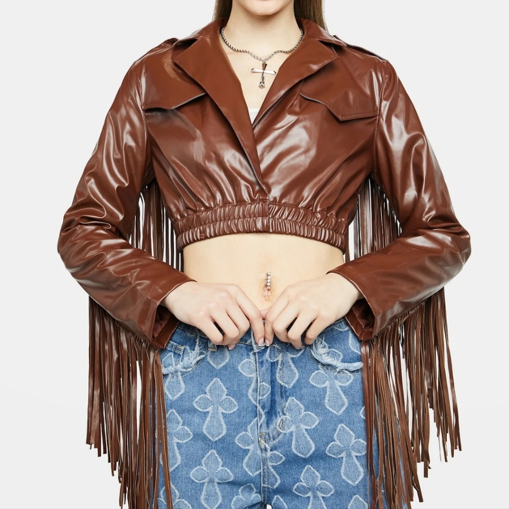 Hot & Delicious Chocolate Brown Fringe  Jacket